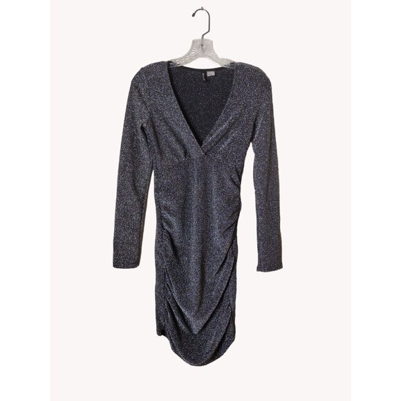 Divided Dress Small Long Sleeve Ruched Sides Sparkle Party - Picture 1 of 12